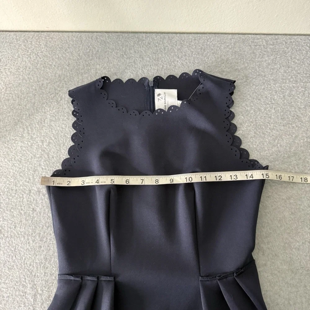 New Katherine Barclay Navy Blue‎ Scalloped Trim Preppy Dress Women's 2
